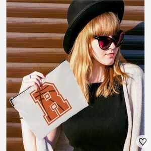 Stylish White and Brown Clutch